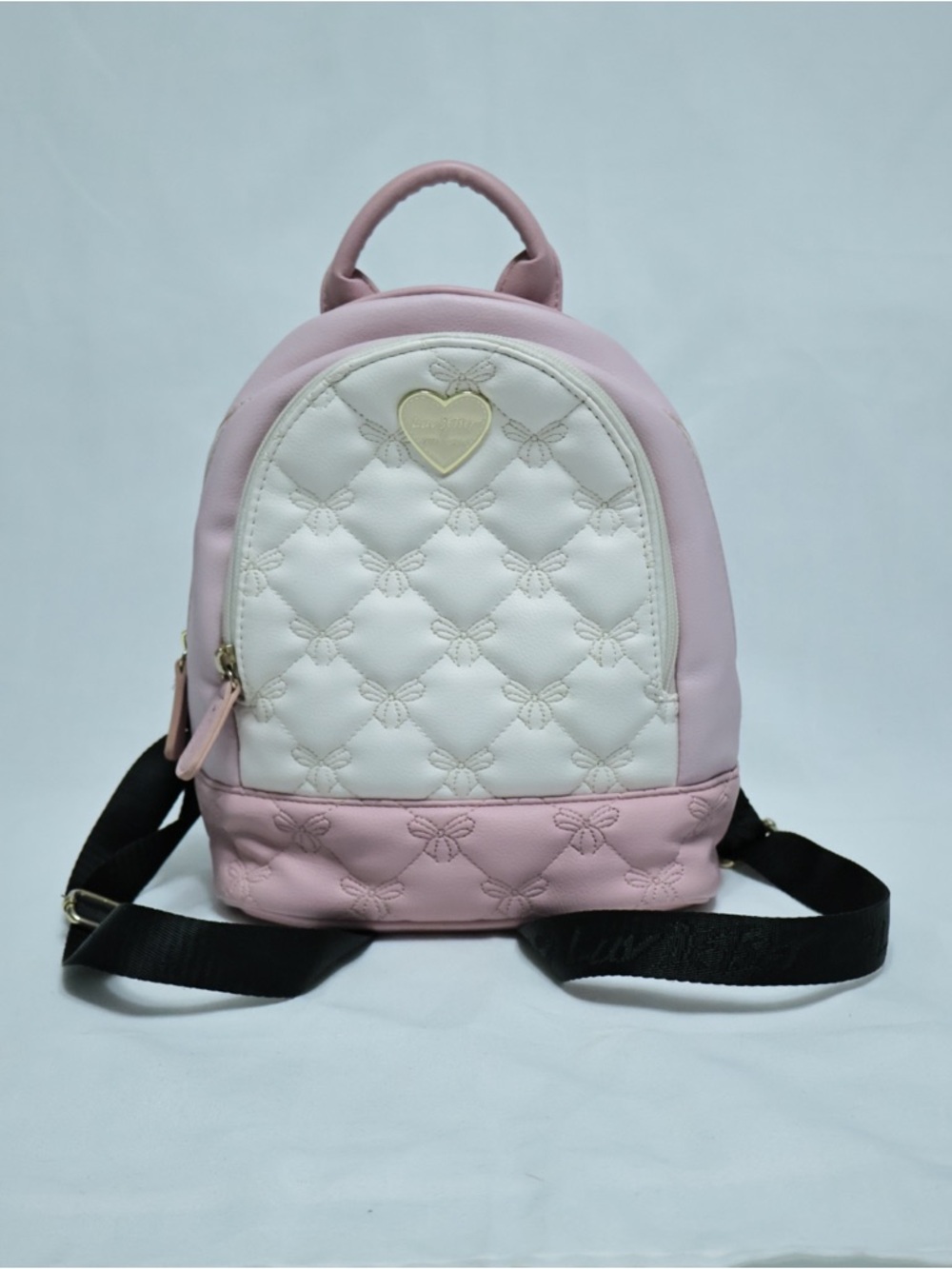 Luv Betsey by Betsey Johnson Quilted Pink and White Mini Backpack for Women
